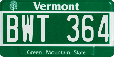 VT license plate BWT364