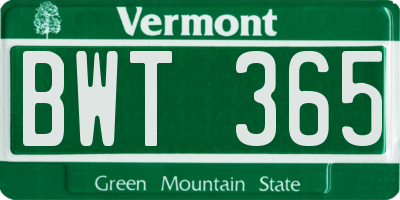 VT license plate BWT365