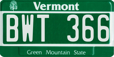 VT license plate BWT366