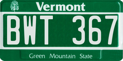 VT license plate BWT367