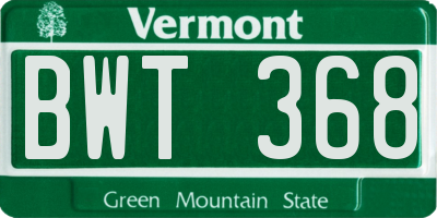 VT license plate BWT368