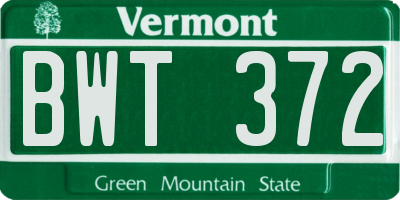 VT license plate BWT372