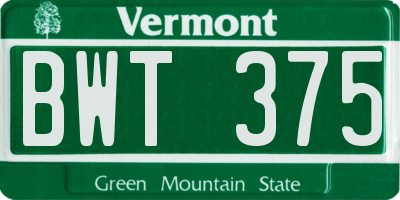 VT license plate BWT375