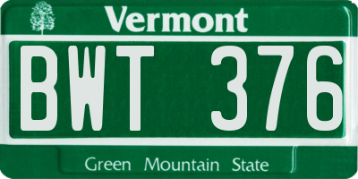 VT license plate BWT376