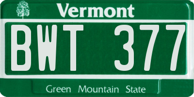 VT license plate BWT377