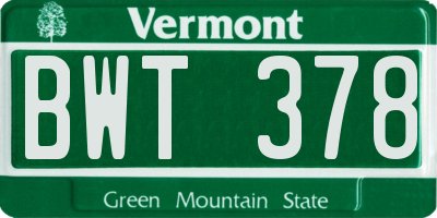 VT license plate BWT378