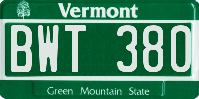 VT license plate BWT380