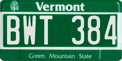VT license plate BWT384