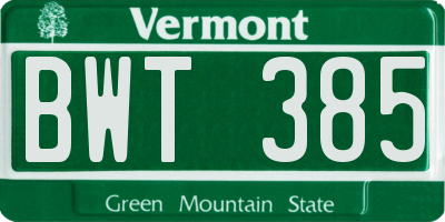 VT license plate BWT385