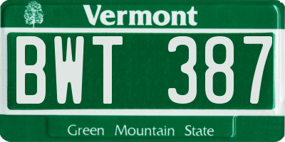 VT license plate BWT387