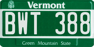 VT license plate BWT388