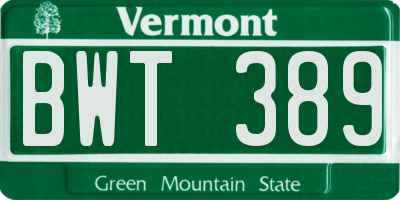 VT license plate BWT389