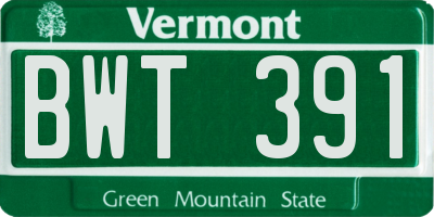VT license plate BWT391