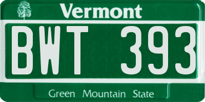 VT license plate BWT393