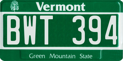 VT license plate BWT394