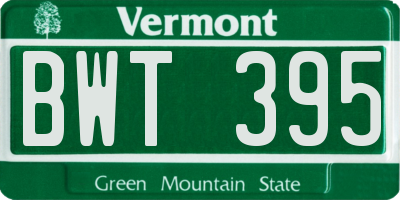 VT license plate BWT395