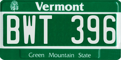 VT license plate BWT396