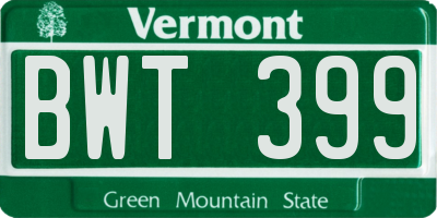 VT license plate BWT399