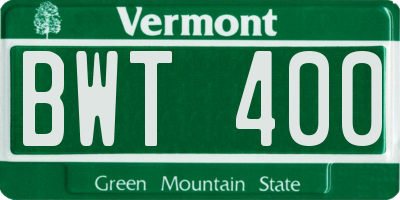 VT license plate BWT400