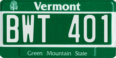 VT license plate BWT401