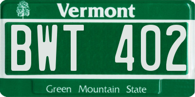 VT license plate BWT402