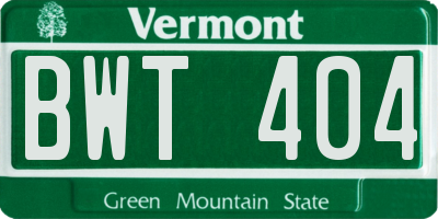 VT license plate BWT404