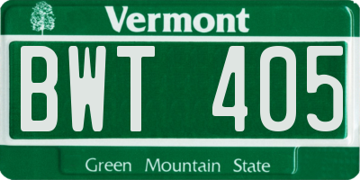 VT license plate BWT405