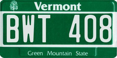 VT license plate BWT408