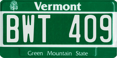 VT license plate BWT409
