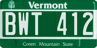 VT license plate BWT412