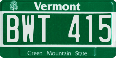 VT license plate BWT415