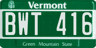 VT license plate BWT416