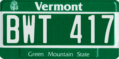 VT license plate BWT417