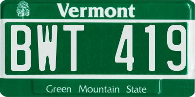 VT license plate BWT419