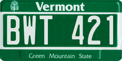 VT license plate BWT421