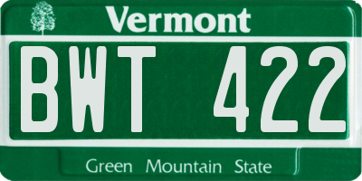 VT license plate BWT422
