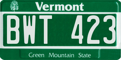VT license plate BWT423