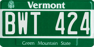 VT license plate BWT424