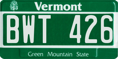 VT license plate BWT426