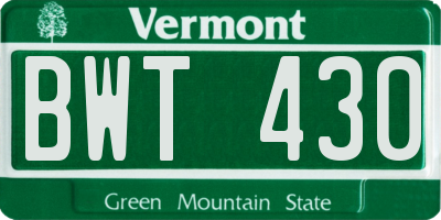 VT license plate BWT430
