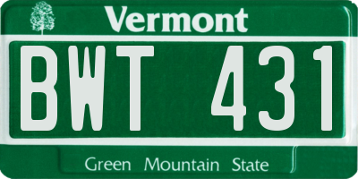 VT license plate BWT431