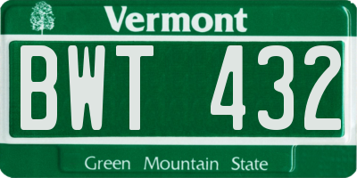 VT license plate BWT432
