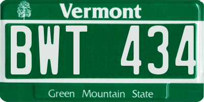 VT license plate BWT434