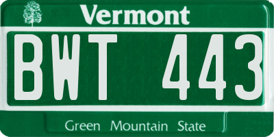 VT license plate BWT443