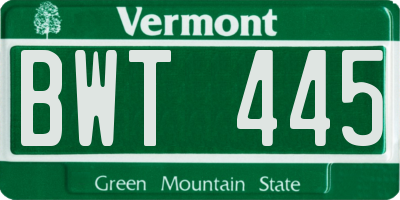 VT license plate BWT445