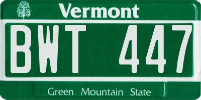 VT license plate BWT447