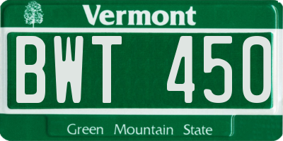 VT license plate BWT450
