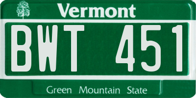 VT license plate BWT451