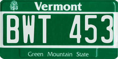 VT license plate BWT453