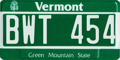 VT license plate BWT454